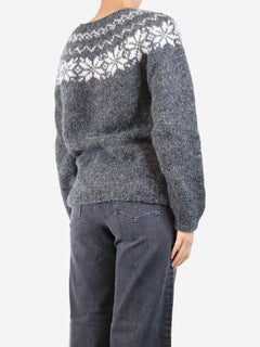 Grey Fairisle jumper - size UK 12 Knitwear Unbranded 