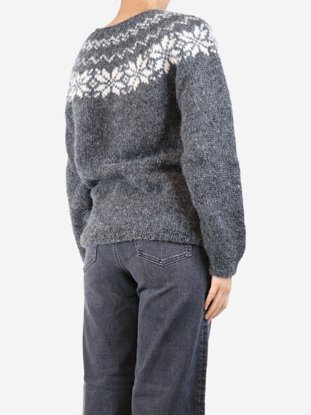 Grey Fairisle jumper - size UK 12 alternate image