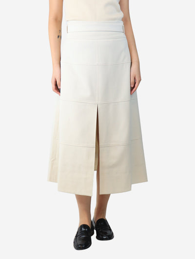 Cream belted midi skirt - size UK 10 Skirts Tanya Taylor 