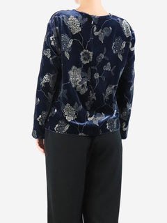 Blue velvet jacquard top - size UK 16 Tops Giorgio Armani 