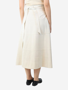 Tanya Taylor Cream belted midi skirt - size UK 10