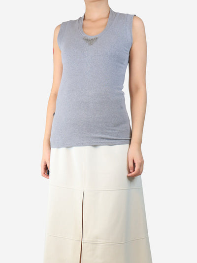Grey embellished tank top - size XL Tops Brunello Cucinelli 