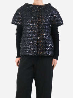 Black sequin puffer vest - size UK 14 Coats & Jackets Herno 