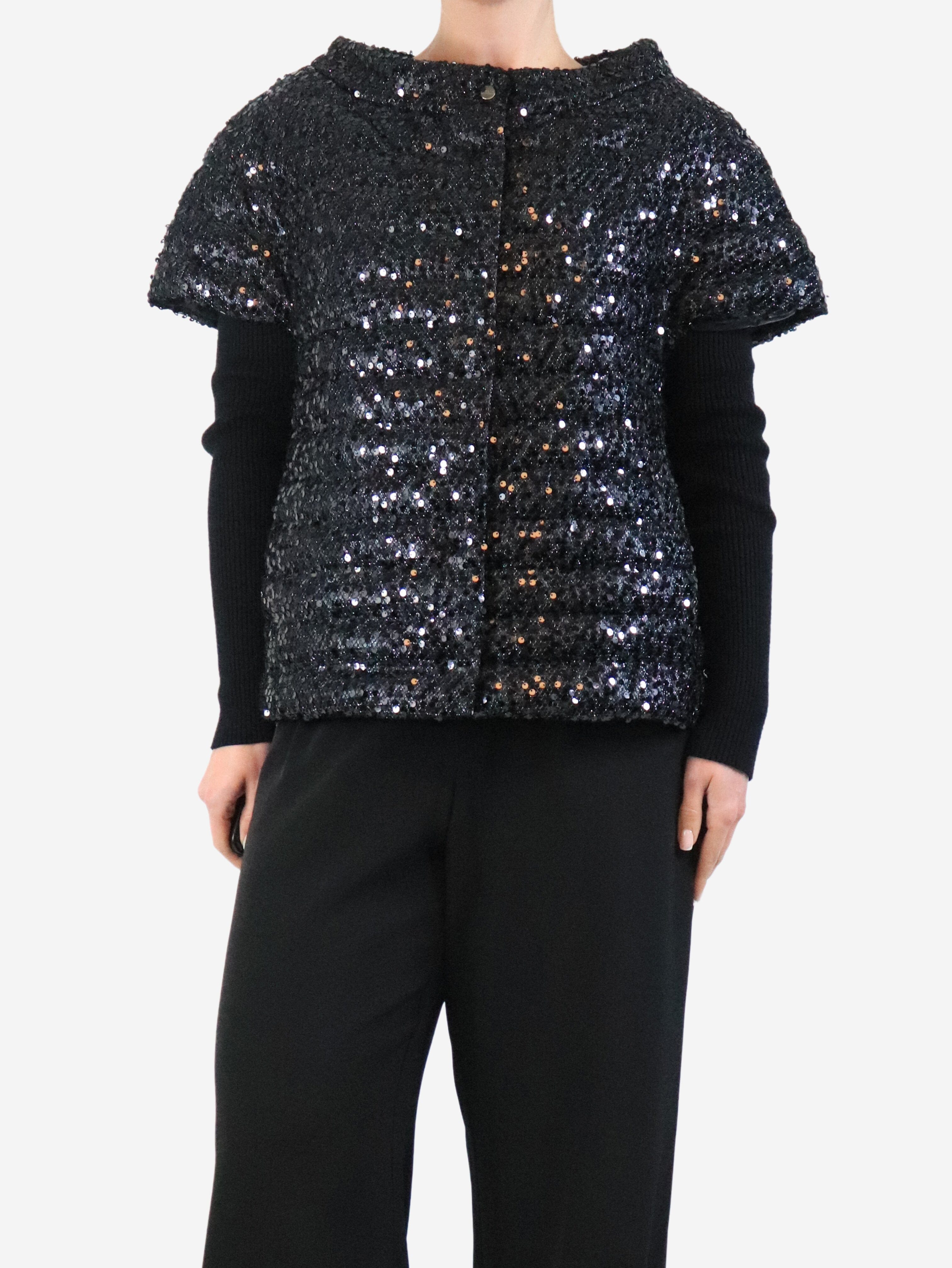 Black sequin puffer vest - size UK 14 Coats & Jackets Herno 