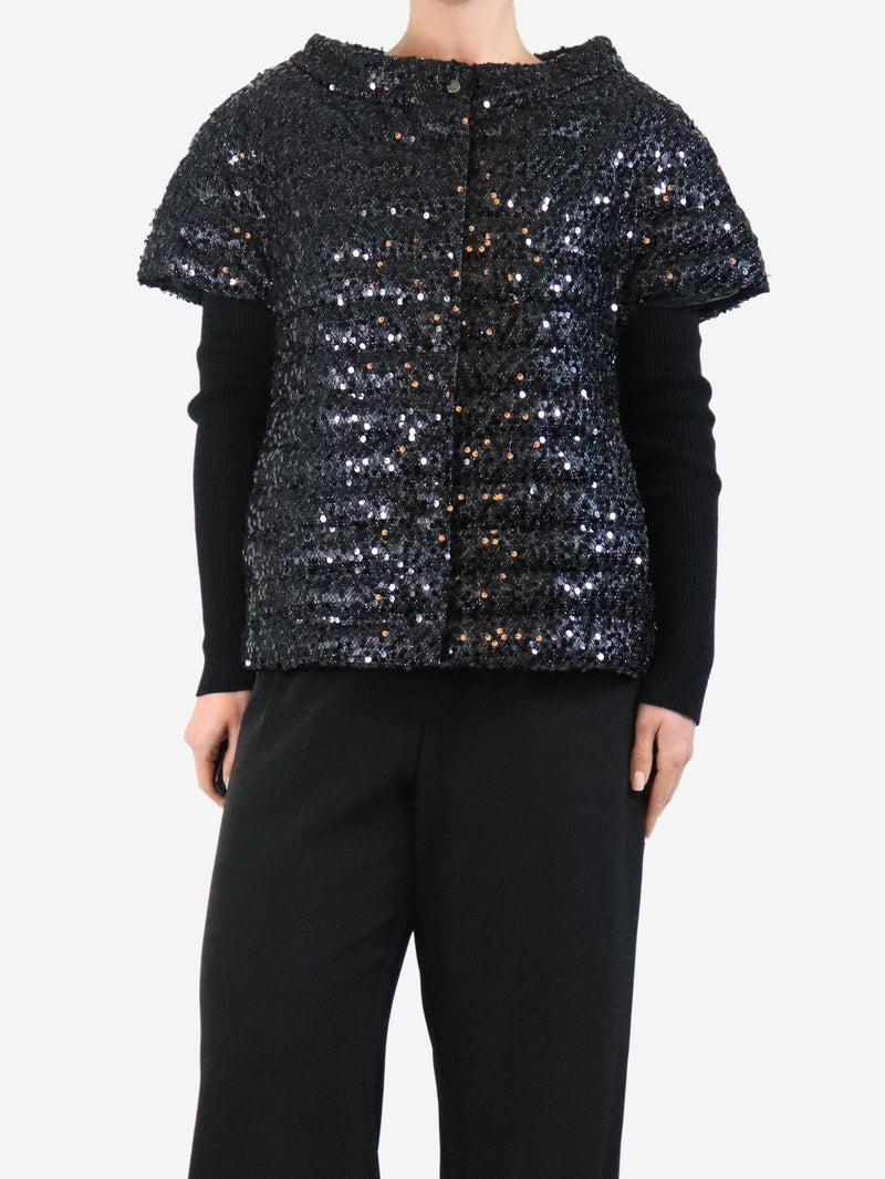 Black sequin puffer vest - size UK 14 Coats & Jackets Herno 