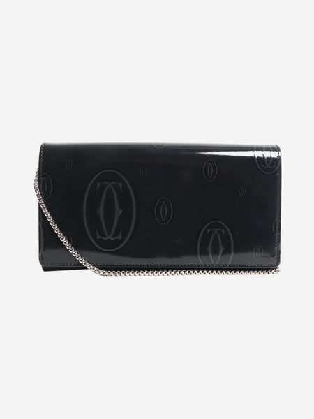 Black patent leather chain wallet product image