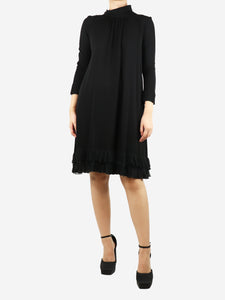 Balenciaga Black ruffle-trimmed mini dress - size UK 12