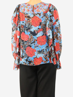 Blue and red floral silk blouse - size UK 10 Tops See By Chloe 
