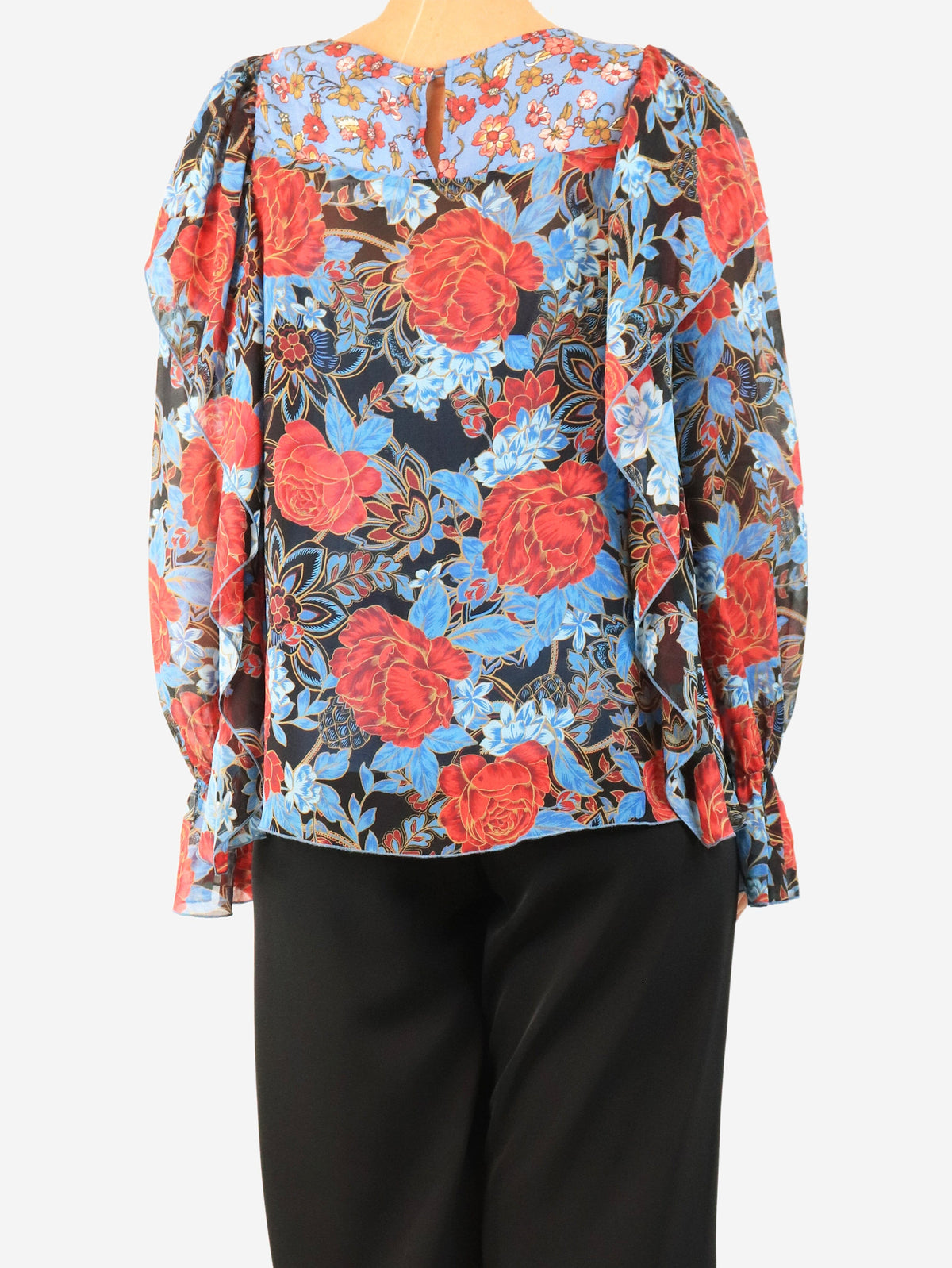 Blue and red floral silk blouse - size UK 10 Tops See By Chloe 
