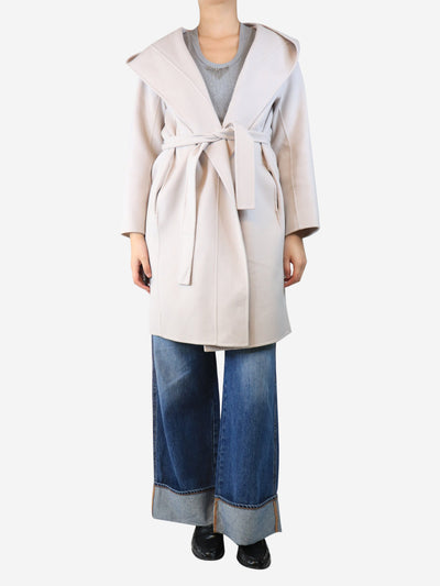 Neutral belted hooded coat - size UK 8 Coats & Jackets S Max Mara 