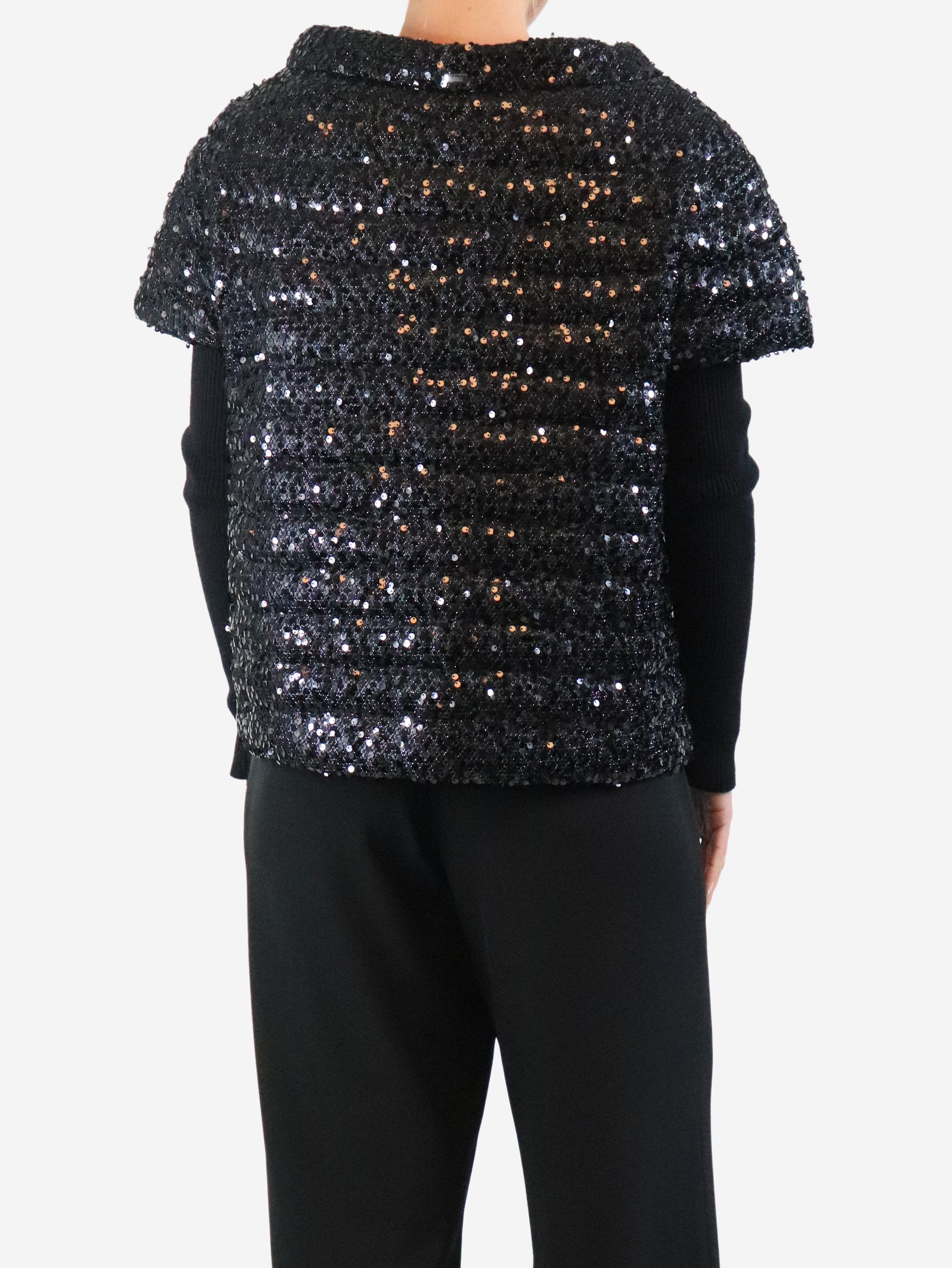 Black sequin puffer vest - size UK 14 Coats & Jackets Herno 