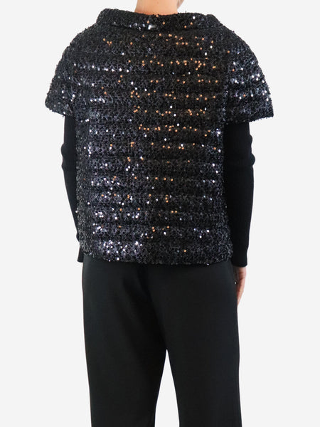 Black sequin puffer vest - size UK 14 alternate image