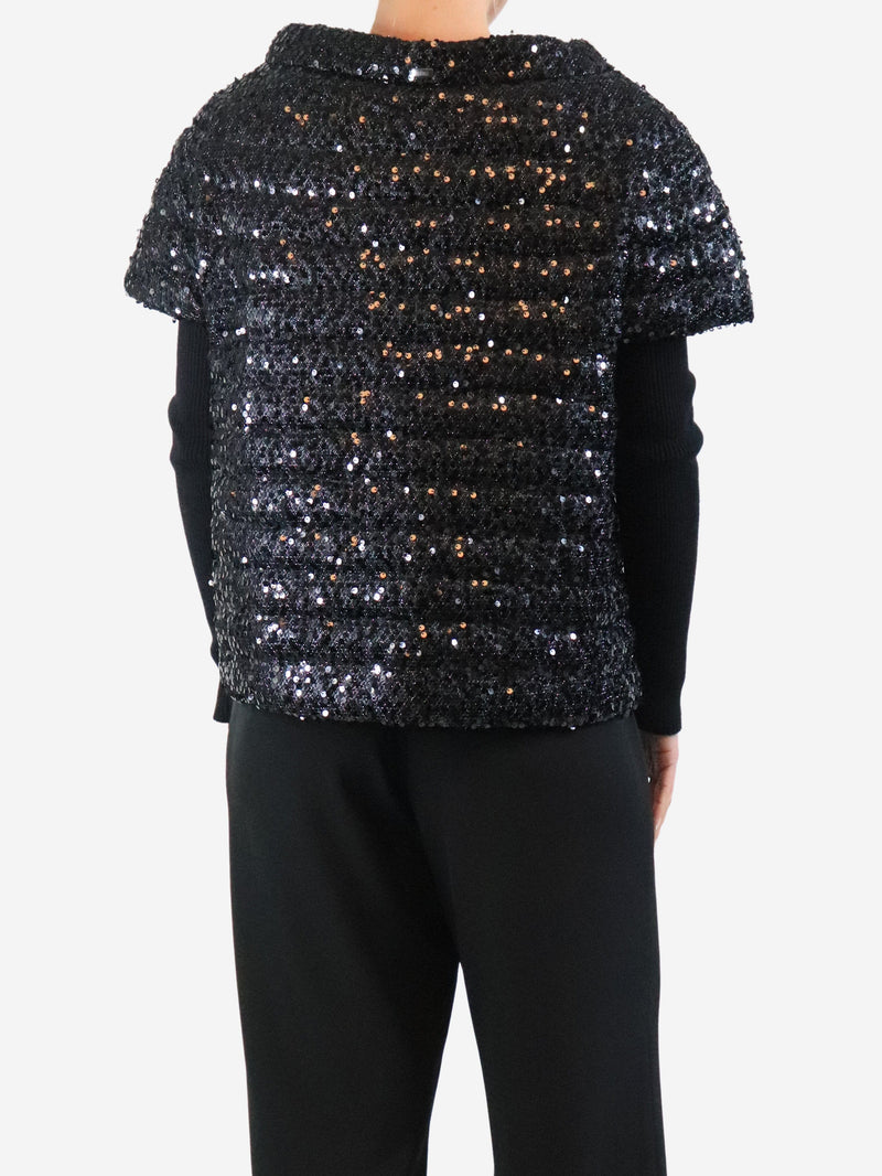 Black sequin puffer vest - size UK 14 Coats & Jackets Herno 