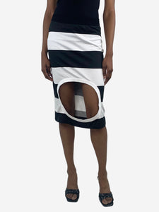 Burberry Black and white striped midi skirt - size UK 6