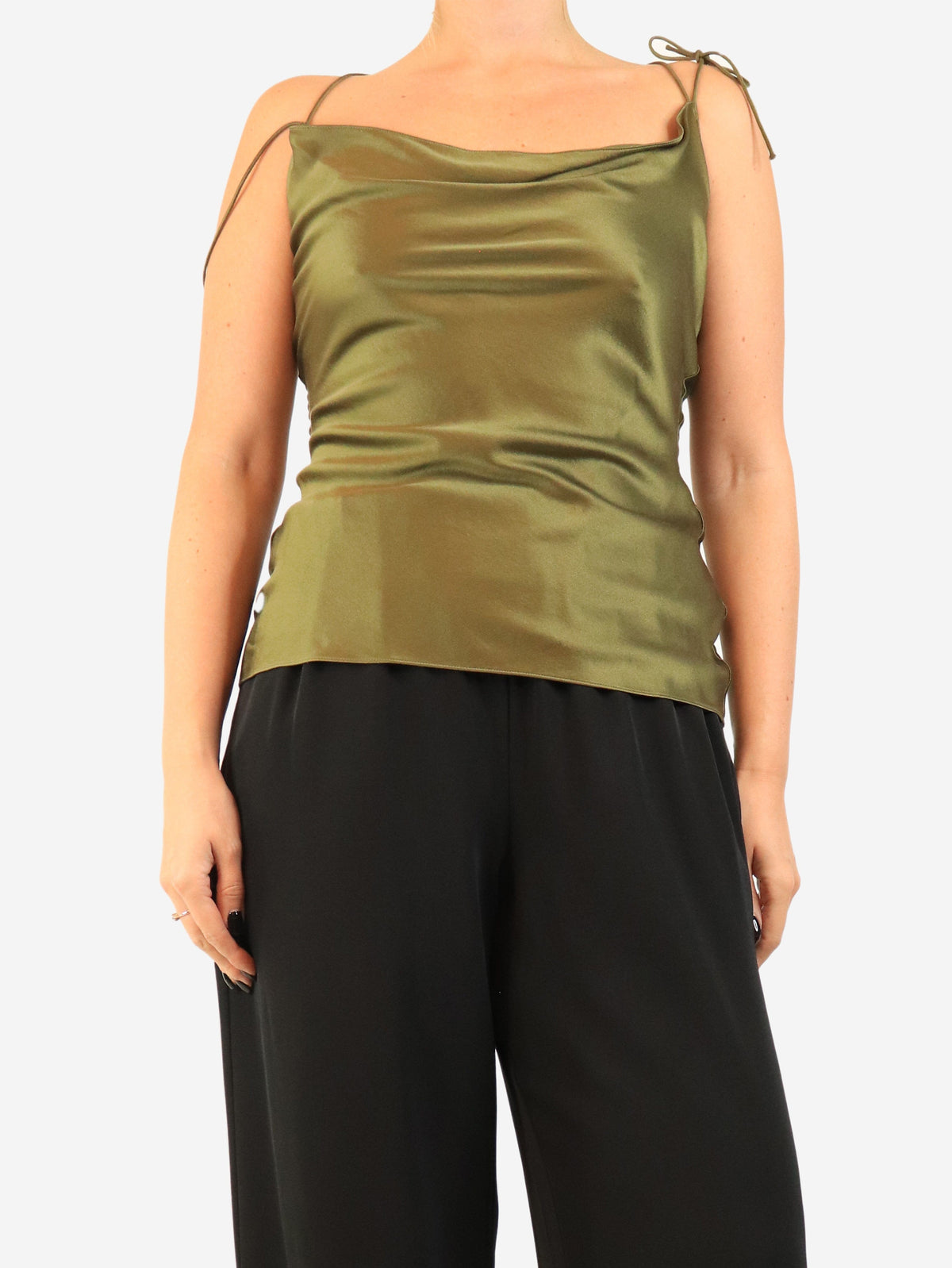 Green satin silk strap top - size UK 8 Tops Roksanda 