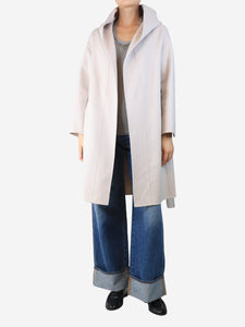 S Max Mara Neutral belted hooded coat - size UK 8