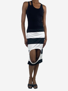 Burberry Black and white striped midi skirt - size UK 6