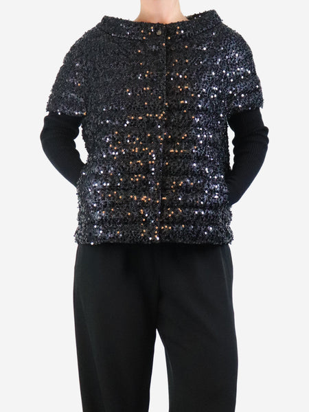 Black sequin puffer vest - size UK 14 product image