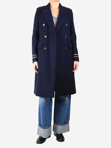 Weekend Max Mara Navy blue double-breasted wool coat - size UK 10