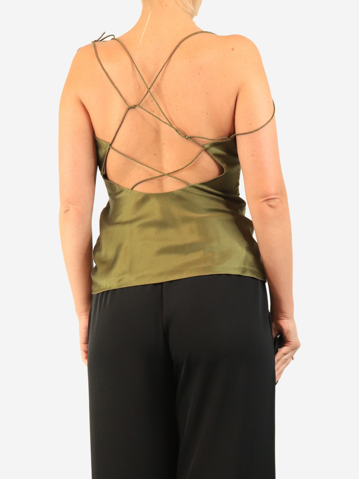 Green satin silk strap top - size UK 8 Tops Roksanda 
