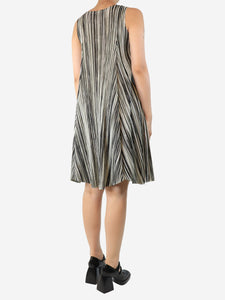 Pleats Please Multicolour striped sleeveless pleated midi dress - size UK 8
