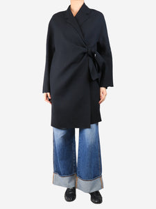 Victoria Beckham Black drapey coat - size UK 8