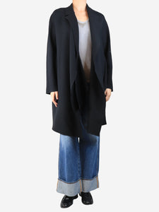 Victoria Beckham Black drapey coat - size UK 8