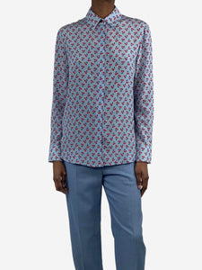 Altuzarra Light blue silk cherry-print shirt - size UK 6