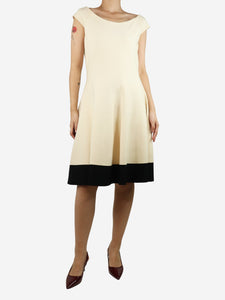 Christian Dior Cream off-shoulder wool-blend midi dress - size UK 14