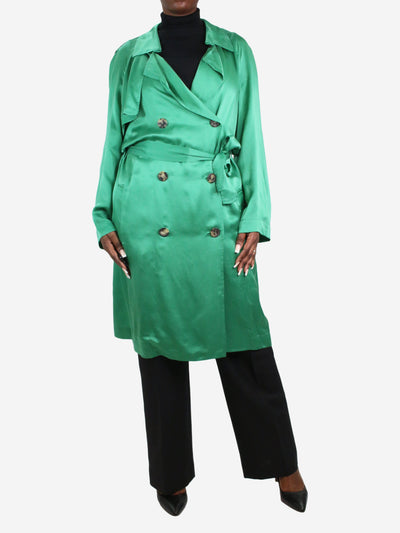 Green lightweight button-up silk belted coat - size UK 12 Coats & Jackets Lanvin 