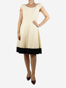 Christian Dior Cream off-shoulder wool-blend midi dress - size UK 14