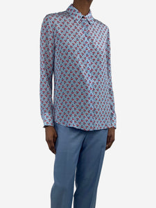 Altuzarra Light blue silk cherry-print shirt - size UK 6