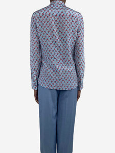 Altuzarra Light blue silk cherry-print shirt - size UK 6