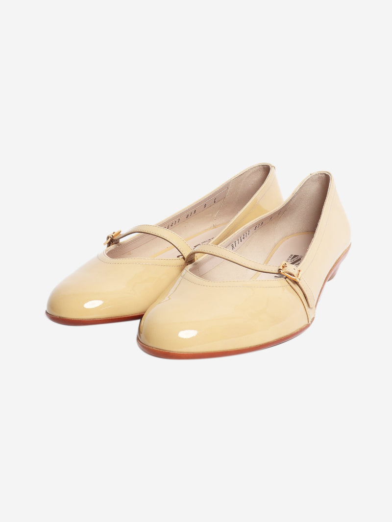 Beige Audrey patent flats - size EU 39.5 Flat Shoes Salvatore Ferragamo 
