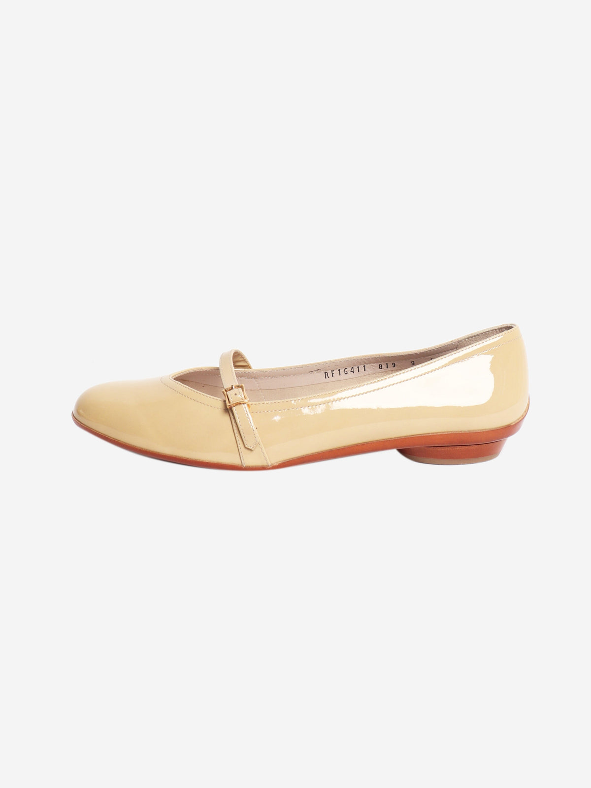 Beige Audrey patent flats - size EU 39.5 Flat Shoes Salvatore Ferragamo 