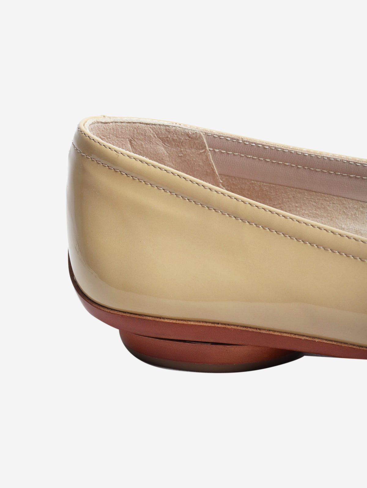 Beige Audrey patent flats - size EU 39.5 Flat Shoes Salvatore Ferragamo 