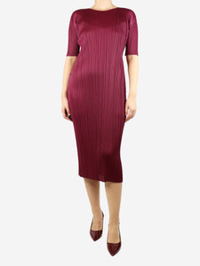 Pleats Please Purple pleated midi dress - size UK 10