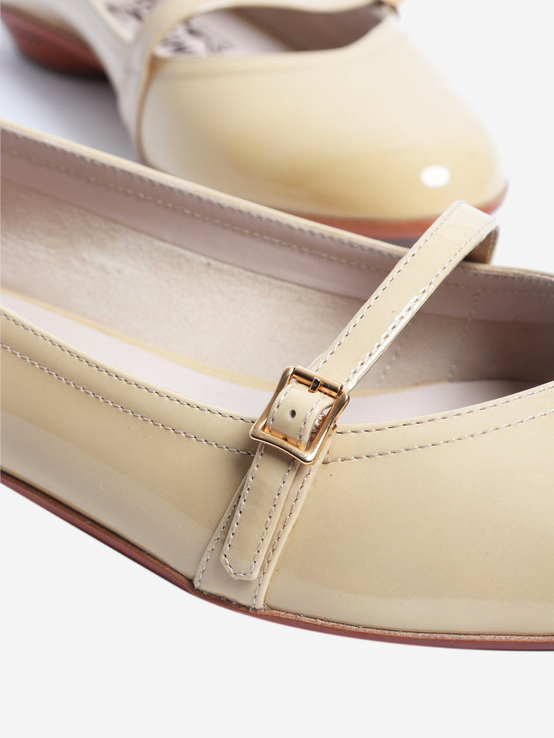 Beige Audrey patent flats - size EU 39.5 Flat Shoes Salvatore Ferragamo 