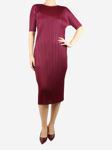 Pleats Please Purple pleated midi dress - size UK 10