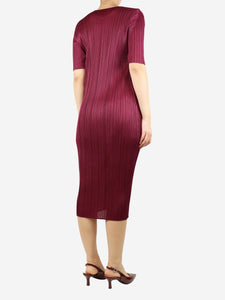 Pleats Please Purple pleated midi dress - size UK 10