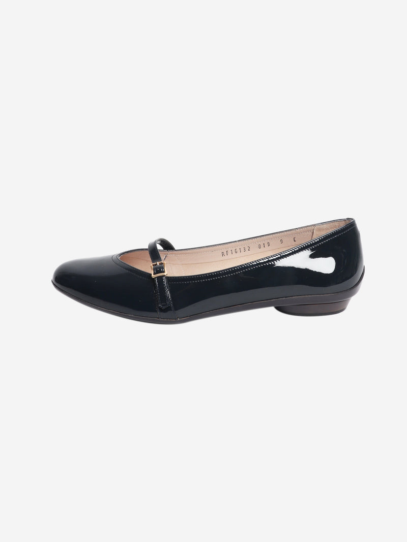 Navy Audrey patent flats - size EU 39.5 Flat Shoes Salvatore Ferragamo 