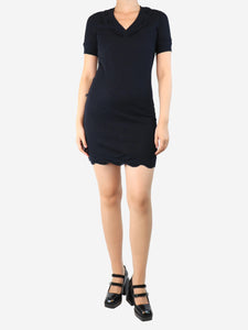 Chanel Black striped v-neck dress - size UK 8