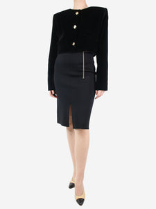 Givenchy Black fitted pencil skirt with gold chain detail - size XS