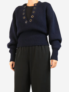Navy eyelet knit sweater - size UK 10 Knitwear Isabel Marant 