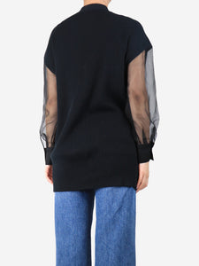 Brunello Cucinelli Black sheer-sleeve cardigan - size S