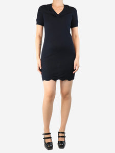 Chanel Black striped v-neck dress - size UK 8
