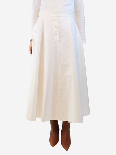 White cotton flared midi skirt - size M Skirts Chez Vidalenc 