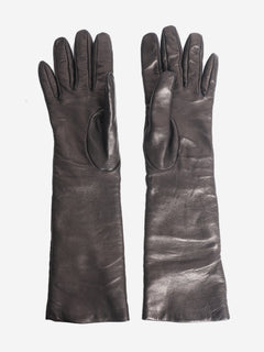 Dark brown Rockstud leather long gloves Gloves Valentino 