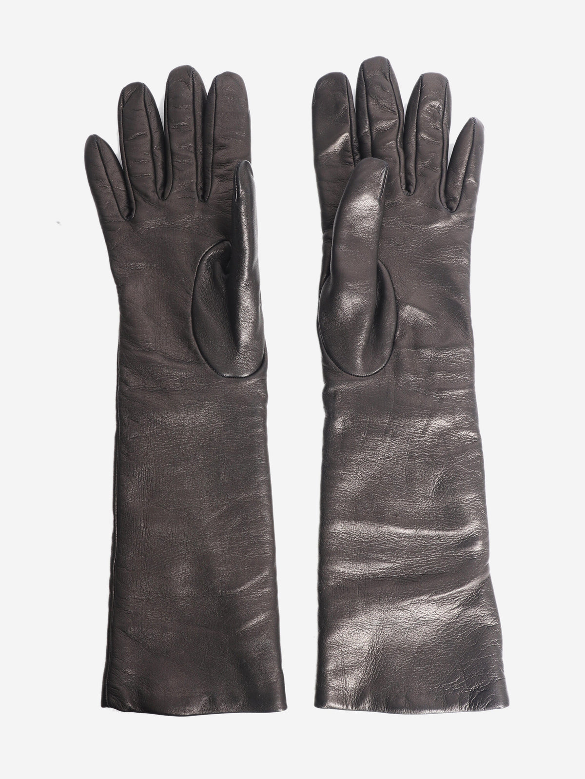 Dark brown Rockstud leather long gloves Gloves Valentino 