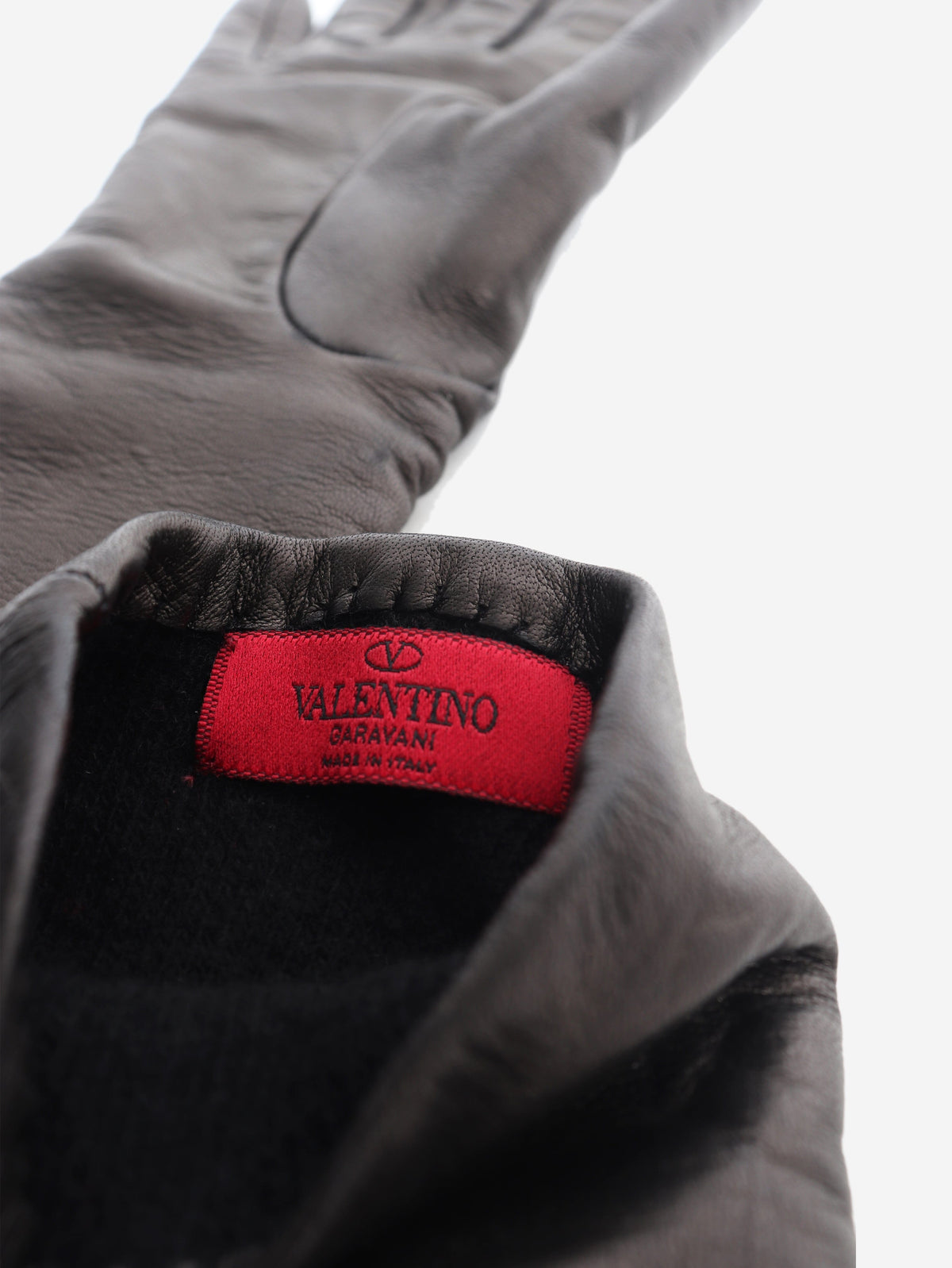 Dark brown Rockstud leather long gloves Gloves Valentino 